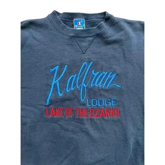 Vintage Kalfran Lodge Lake of the Ozarks Embroidered Crewneck Made in USA XXL - Picture 4 of 11